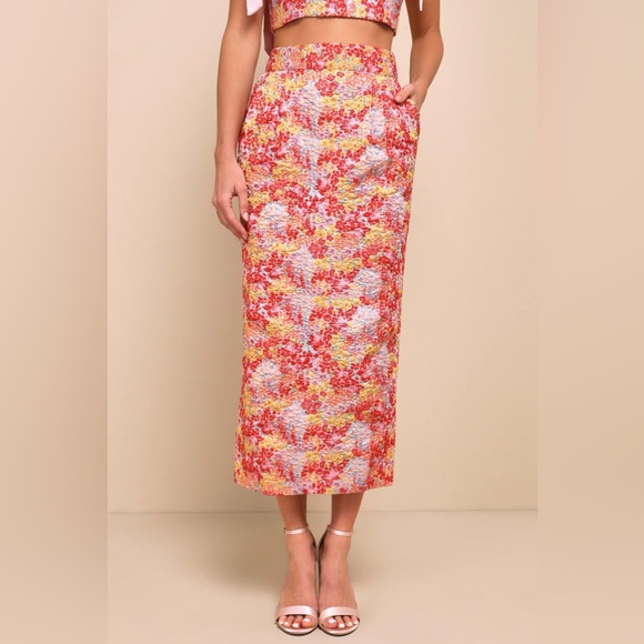 LULUS Ellarina Pink Multi Metallic Tie-Strap Two-Piece Midi Dress XS - Picture 3 of 11